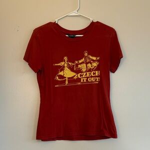Red Graphic T-Shirt with Czech Design